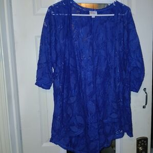 NWOT LuLaRoe Blue Lace Open Coverup, Medium